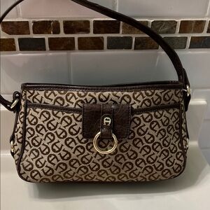 Etienne Aigner Brown Monogram Shoulder Bag